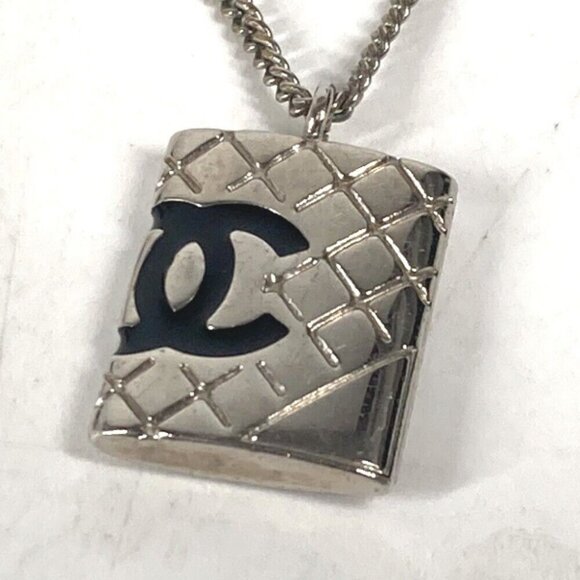 CHANEL 05A Cambon Line CC CC Mark Accessories chain Necklace Metal Silve - Picture 1 of 8